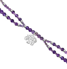 Pulsera Plata 925 Zen Elefante Con Amatista