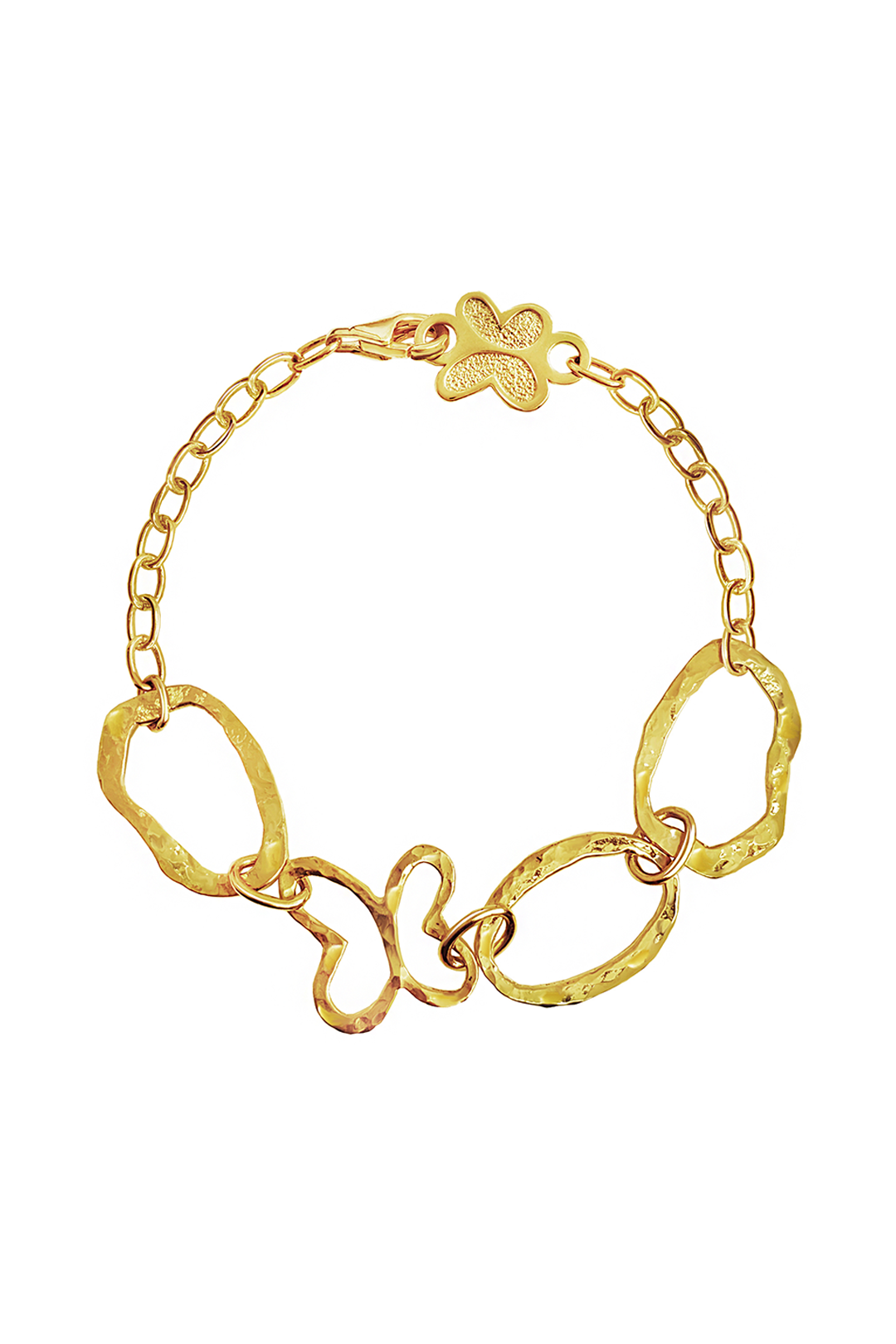 Pulsera Mujer Plata 925 Liberty Eslabones Mariposa Dorado