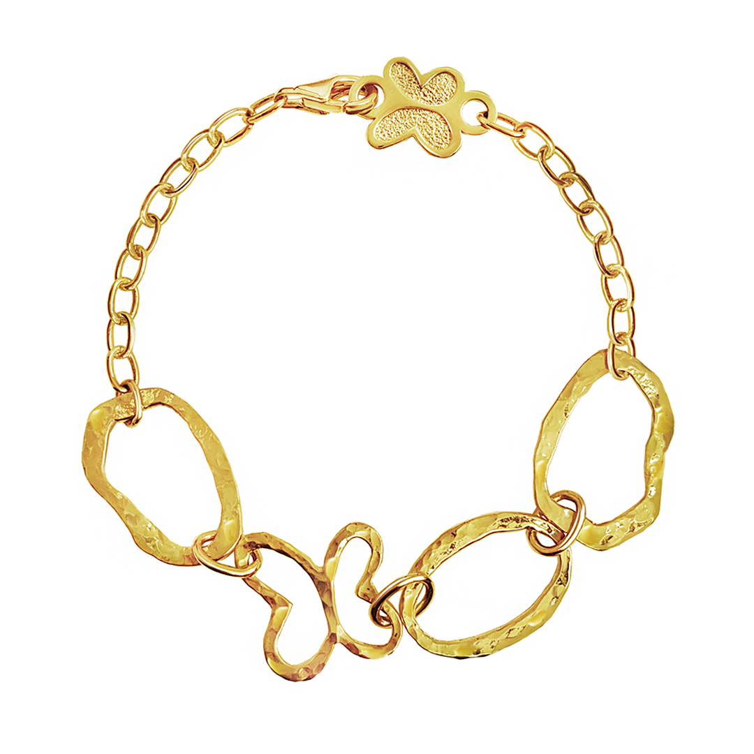 Pulsera Mujer Plata 925 Liberty Eslabones Mariposa Dorado - Tanya Moss