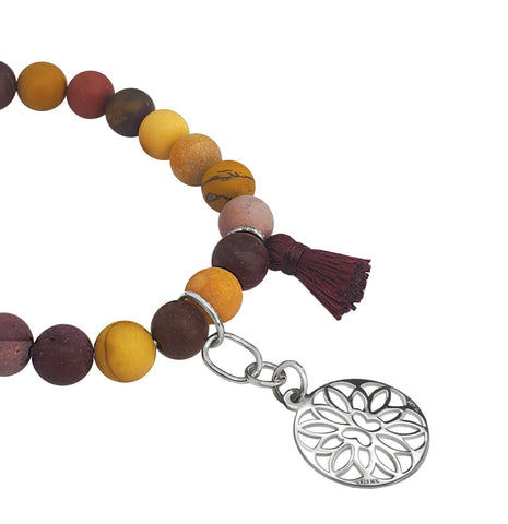 Pulsera Mujer Plata 925 Japamala Trebol Jasper Mookaite Anamora Por Tanya Moss