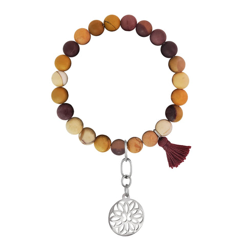 Pulsera Mujer Plata 925 Japamala Trebol Jasper Mookaite Anamora Por Tanya Moss
