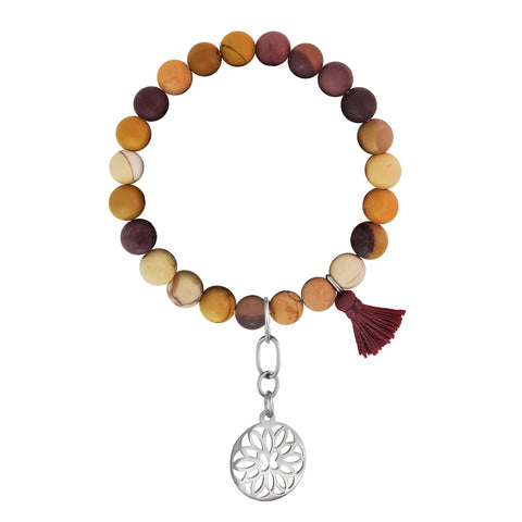 Pulsera Mujer Plata 925 Japamala Mandala Mookaite