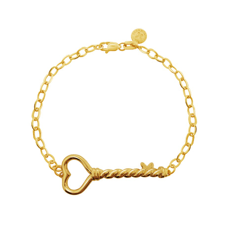 Pulsera Llave Del Corazon Dorada