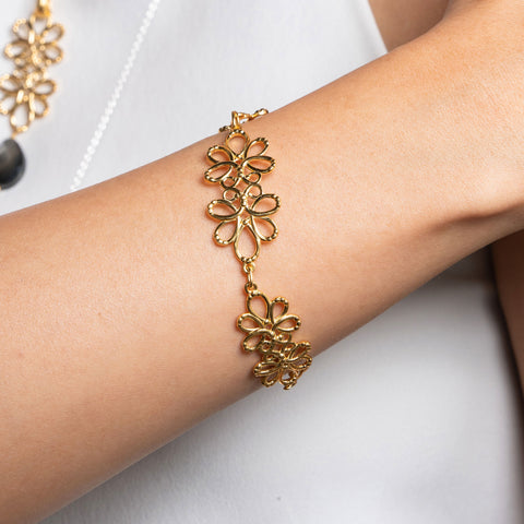 Pulsera Mujer Plata 925 Serenata 3 Modulos Dorada