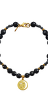 Pulsera Mujer Plata 925 Magia Luna Cosmos Agata Negra Dorado - Tanya Moss