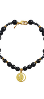 Pulsera Mujer Plata 925 Magia Luna Cosmos Agata Negra Baño de Oro