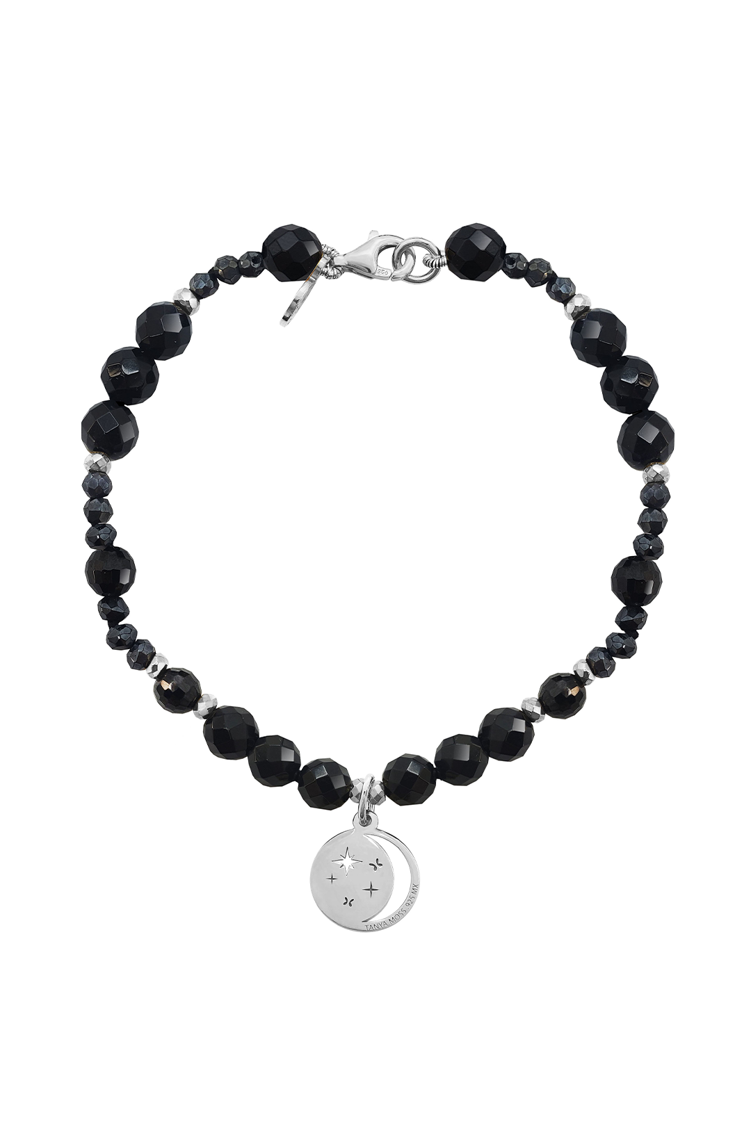 Pulsera Mujer Plata 925 Magia Luna Cosmos Agata Negra - Tanya Moss