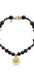 Pulsera Mujer Plata 925 Magia Luna Loto Agata Negra Dorado - Tanya Moss