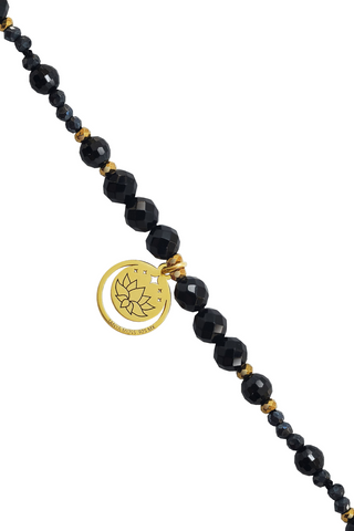 Pulsera Mujer Plata 925 Magia Luna Loto Agata Negra Dorado