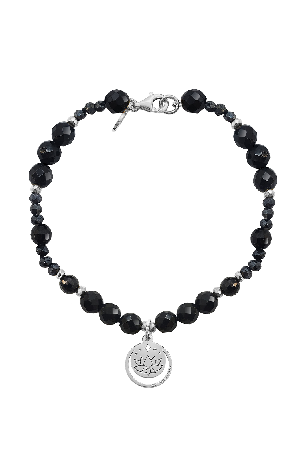 Pulsera Mujer Plata 925 Magia Luna Loto Agata Negra - Tanya Moss