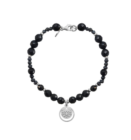 Pulsera Mujer Plata 925 Magia Luna Loto Agata Negra