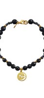 Pulsera Mujer Plata 925 Magia Luna Prosperidad Agata Negra Dorado - Tanya Moss