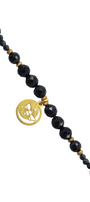 Pulsera Mujer Plata 925 Magia Luna Loto Agata Negra Dorado - Tanya Moss