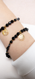 Pulsera Mujer Plata 925 Magia Luna Loto Agata Negra Dorado - Tanya Moss