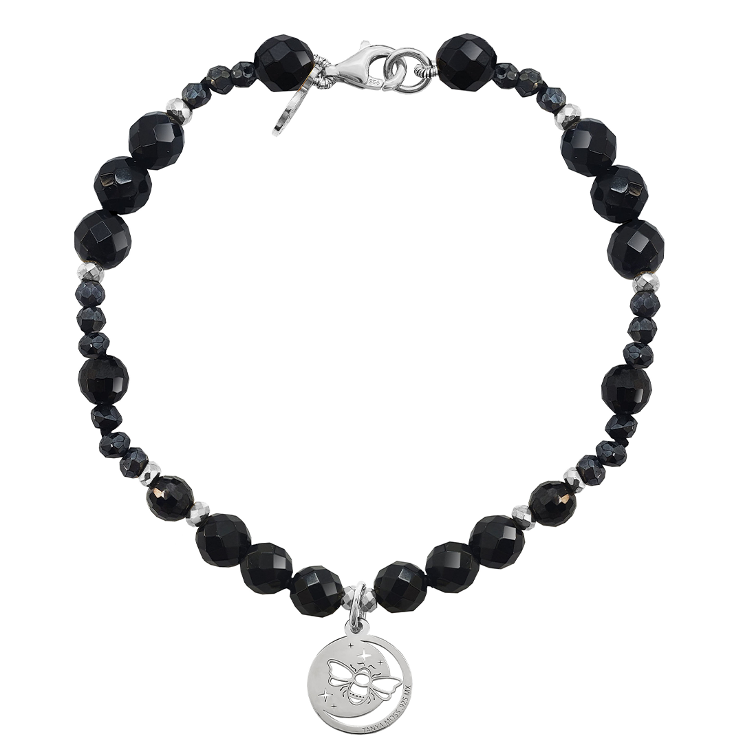 Pulsera Mujer Plata 925 Magia Luna Prosperidad Agata Negra - Tanya Moss