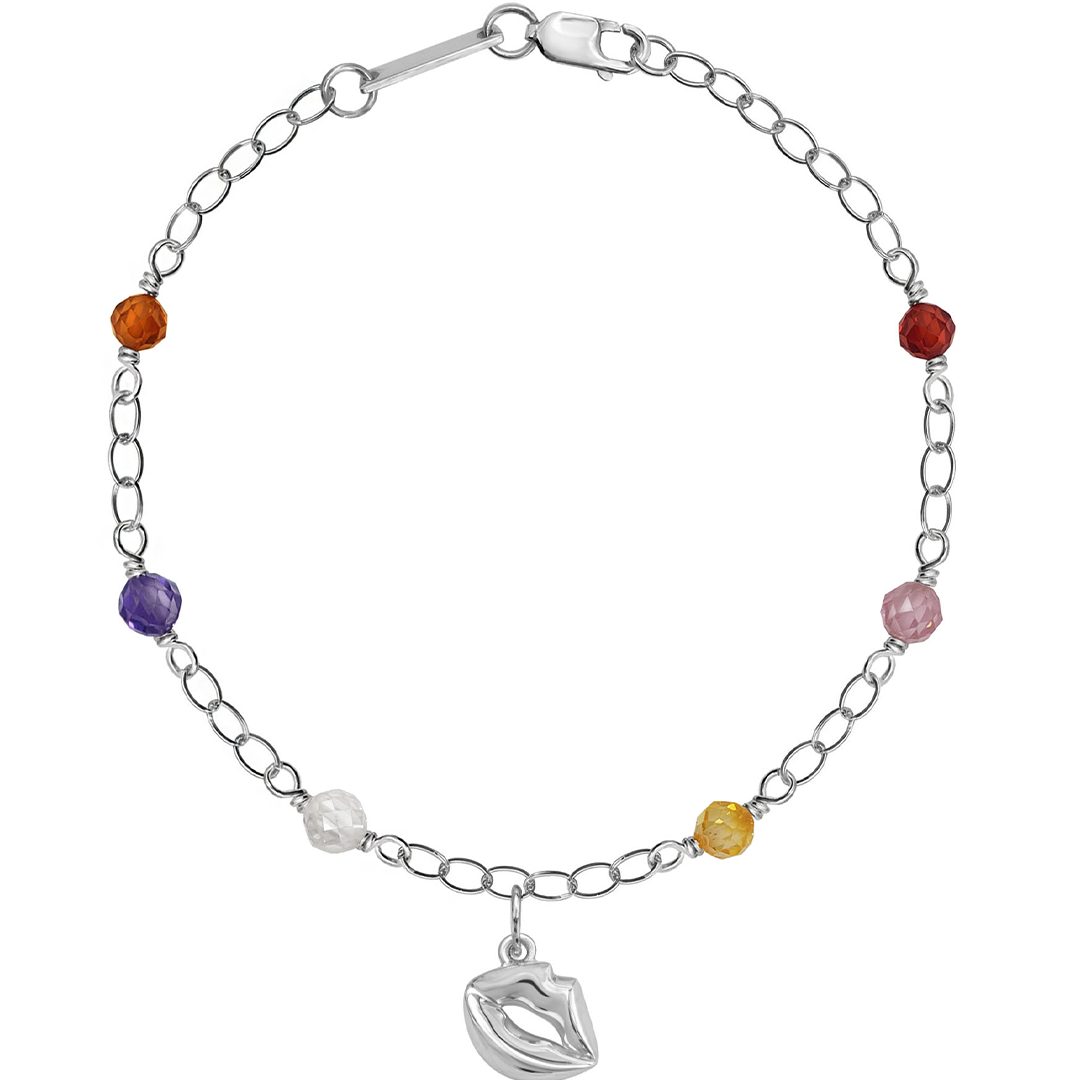 Pulsera Mujer Plata 925 Ecos Labios Circonia Multicolor - Tanya Moss