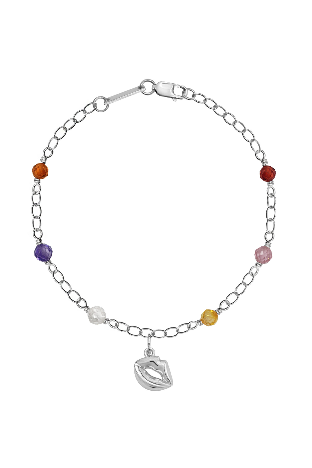 Pulsera Mujer Plata 925 Ecos Labios Circonia Multicolor - Tanya Moss