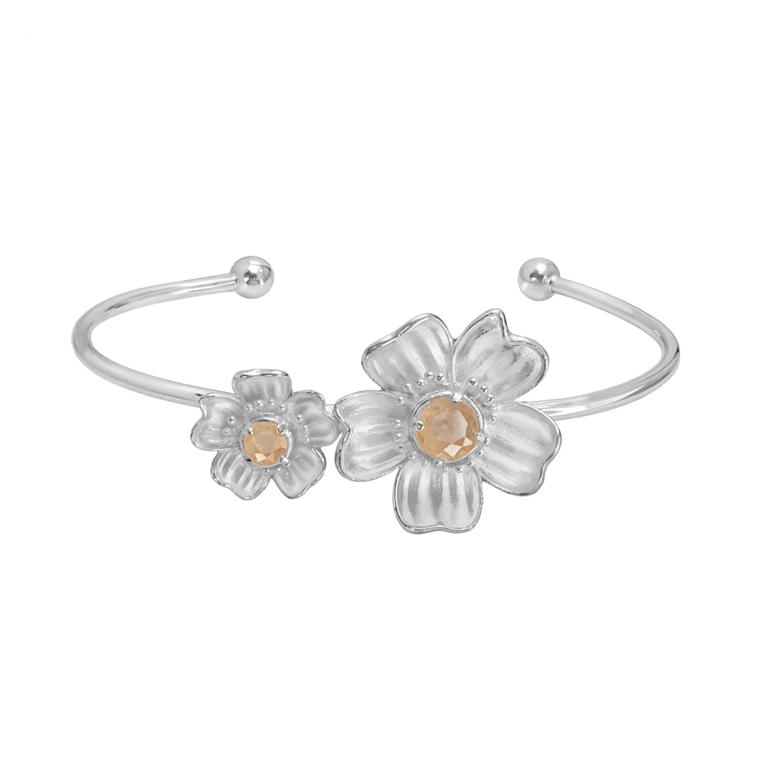 Brazalete Florecer Dos Flores con Topacio Champange - Tanya Moss