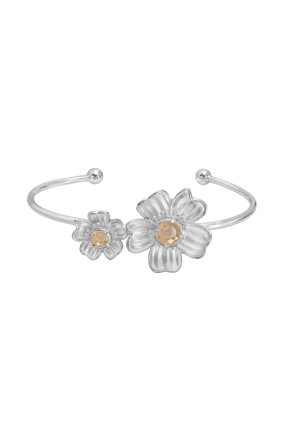 Brazalete Florecer Dos Flores con Topacio Champange - Tanya Moss