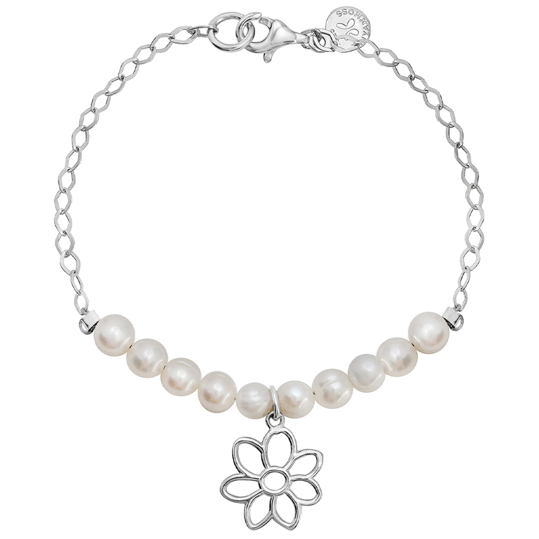 Pulsera Plata 925 Dalia Flor y Perlas - Tanya Moss