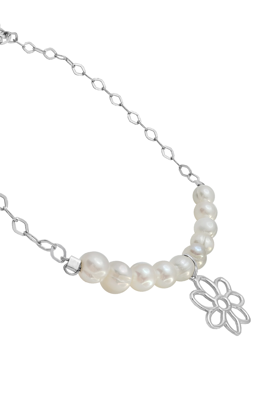 Pulsera Plata 925 Dalia Flor y Perlas - Tanya Moss