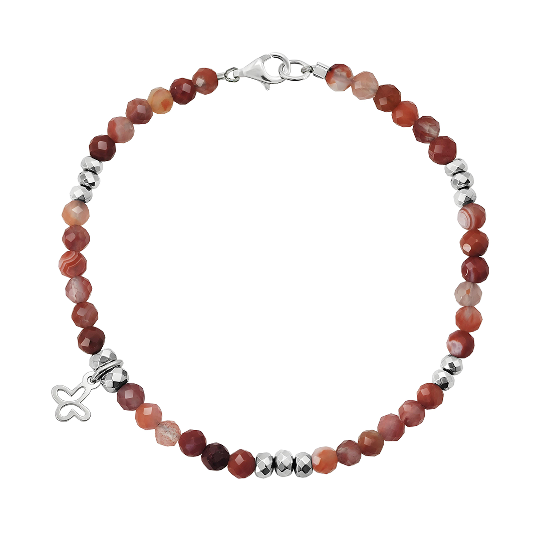 Pulsera Cornalina Con Mariposa Plata - Tanya Moss
