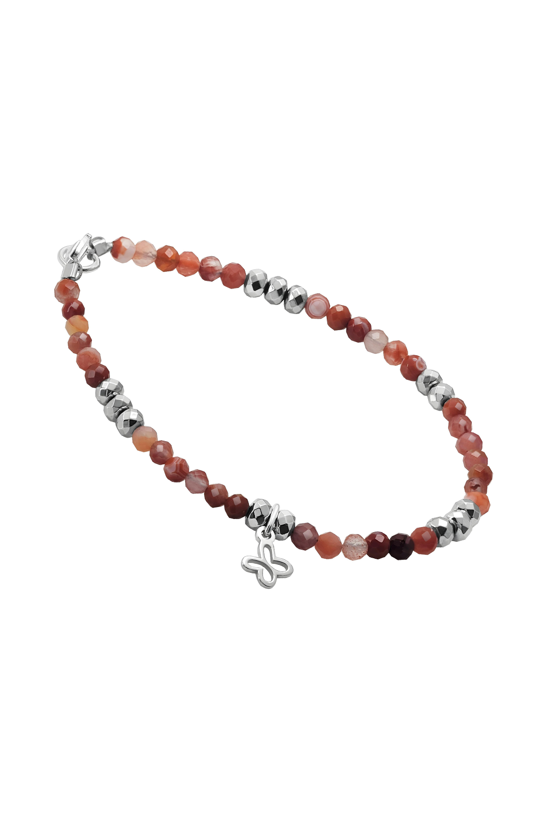 Pulsera Cornalina Con Mariposa Plata - Tanya Moss