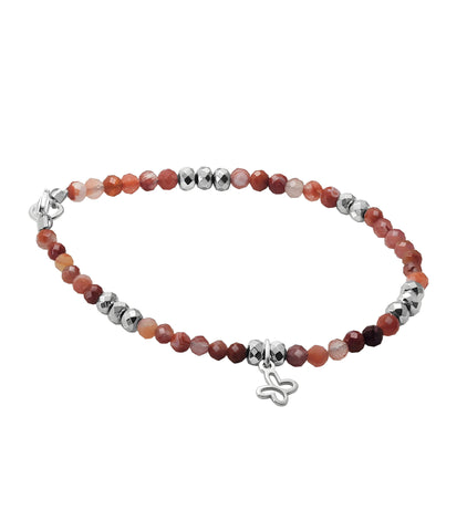Pulsera Cornalina Con Mariposa Plata