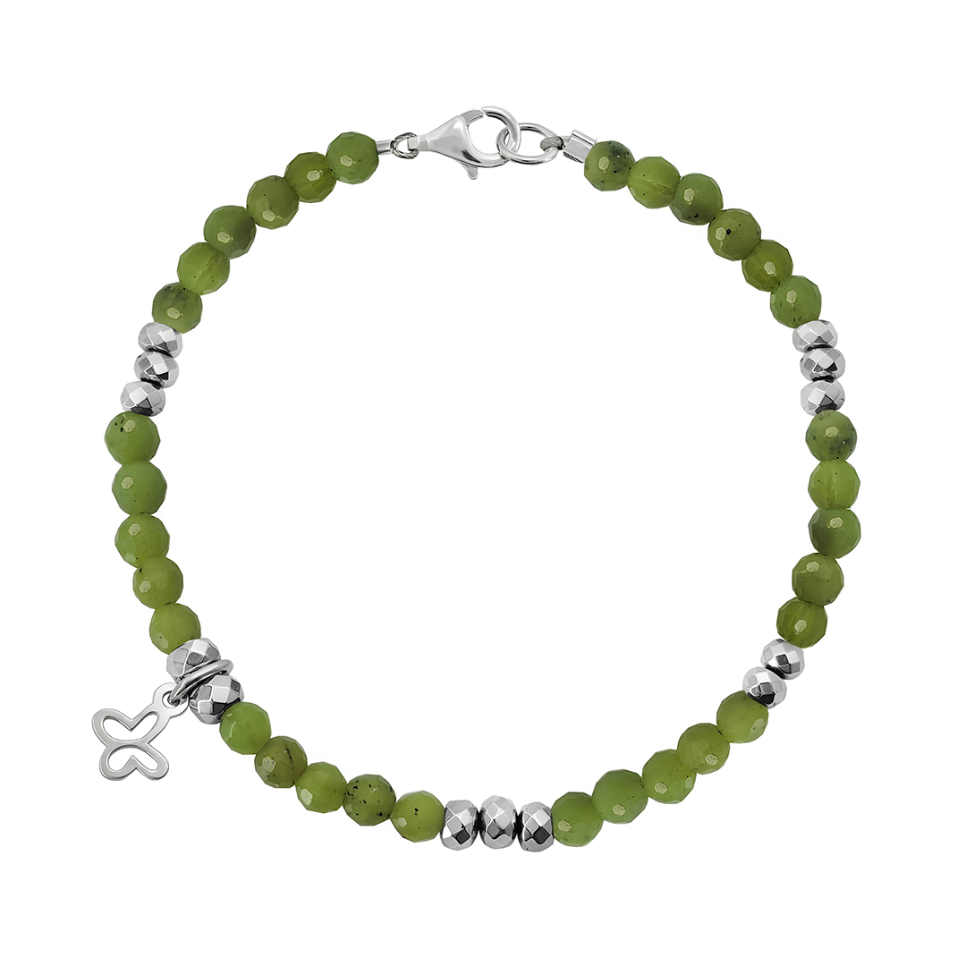 Pulsera Nefrita Con Mariposa Plata - Tanya Moss