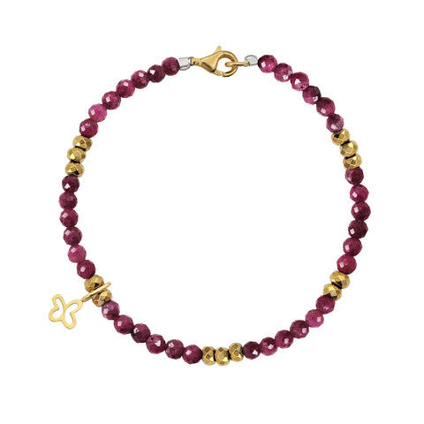 Pulsera Perlas Con Charm Mariposa Con Baño De Oro 14k