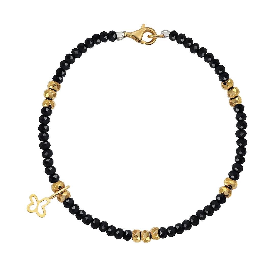 Pulsera Plata 925 Spinel Con Mariposa Dorada - Tanya Moss