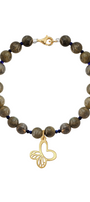 Pulsera Básica Labradorita Y Lapizlazuli Charm Monarca Dorada - Tanya Moss