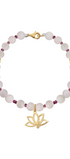 Pulsera Básica Cuarzo Rosa Y Granate Charm Loto Dorada - Tanya Moss