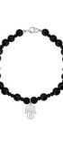 Pulsera Básica Agata Negra Charm Mano De Fátima - Tanya Moss