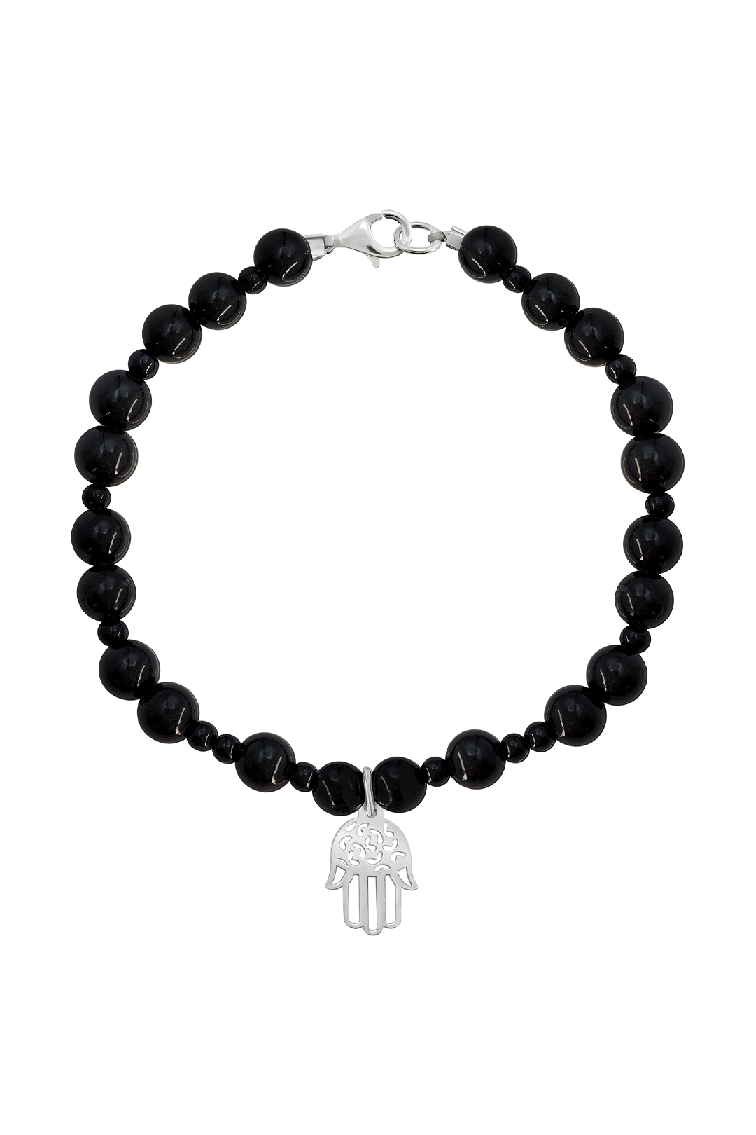 Pulsera Básica Agata Negra Charm Mano De Fátima - Tanya Moss