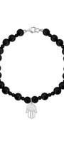 Pulsera Básica Agata Negra Charm Mano De Fátima - Tanya Moss