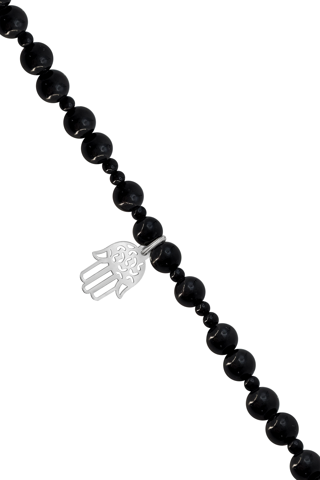 Pulsera Básica Agata Negra Charm Mano De Fátima - Tanya Moss