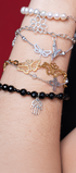 Pulsera Básica Agata Negra Charm Mano De Fátima - Tanya Moss