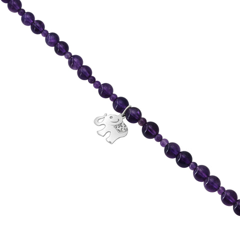 Pulsera Básica Amatistas Charm Elefante Ganesha