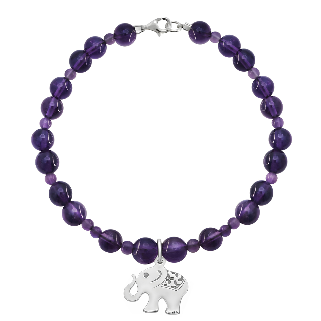 Pulsera Básica Amatistas Charm Elefante Ganesha - Tanya Moss