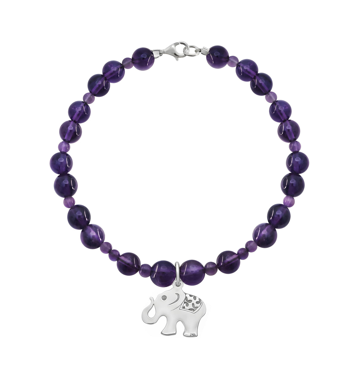 Pulsera Básica Amatistas Charm Elefante Ganesha