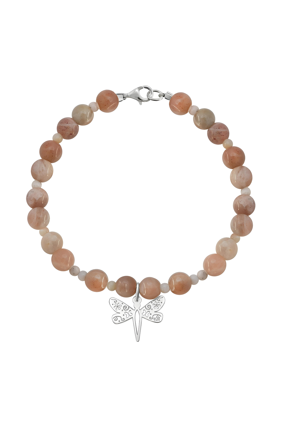 Pulsera Básica Piedra Sol Y Opalo Rosa Charm Libelula - Tanya Moss