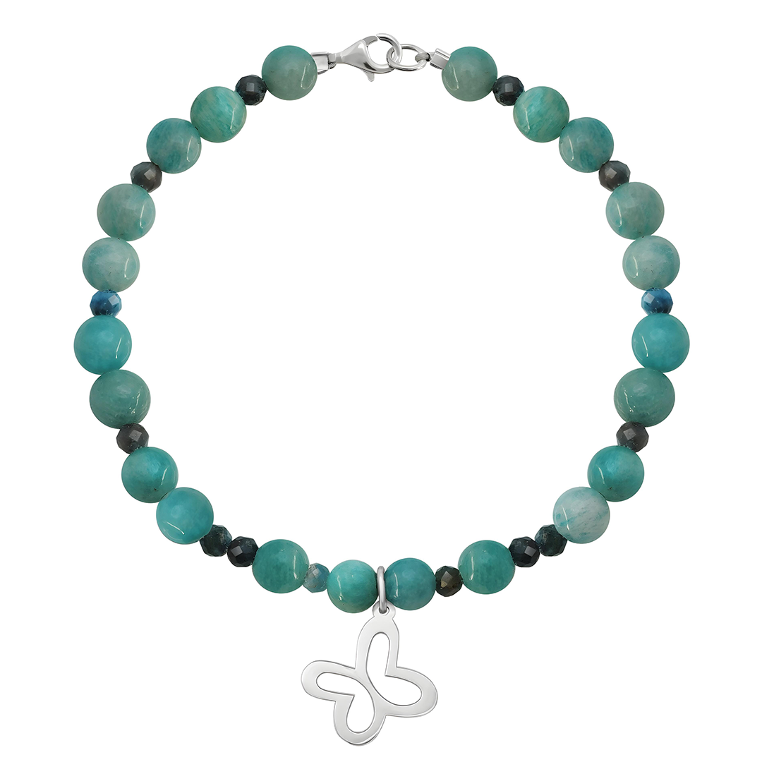 Pulsera Básica Amazonita Y Apatita Charm Mariposa - Tanya Moss