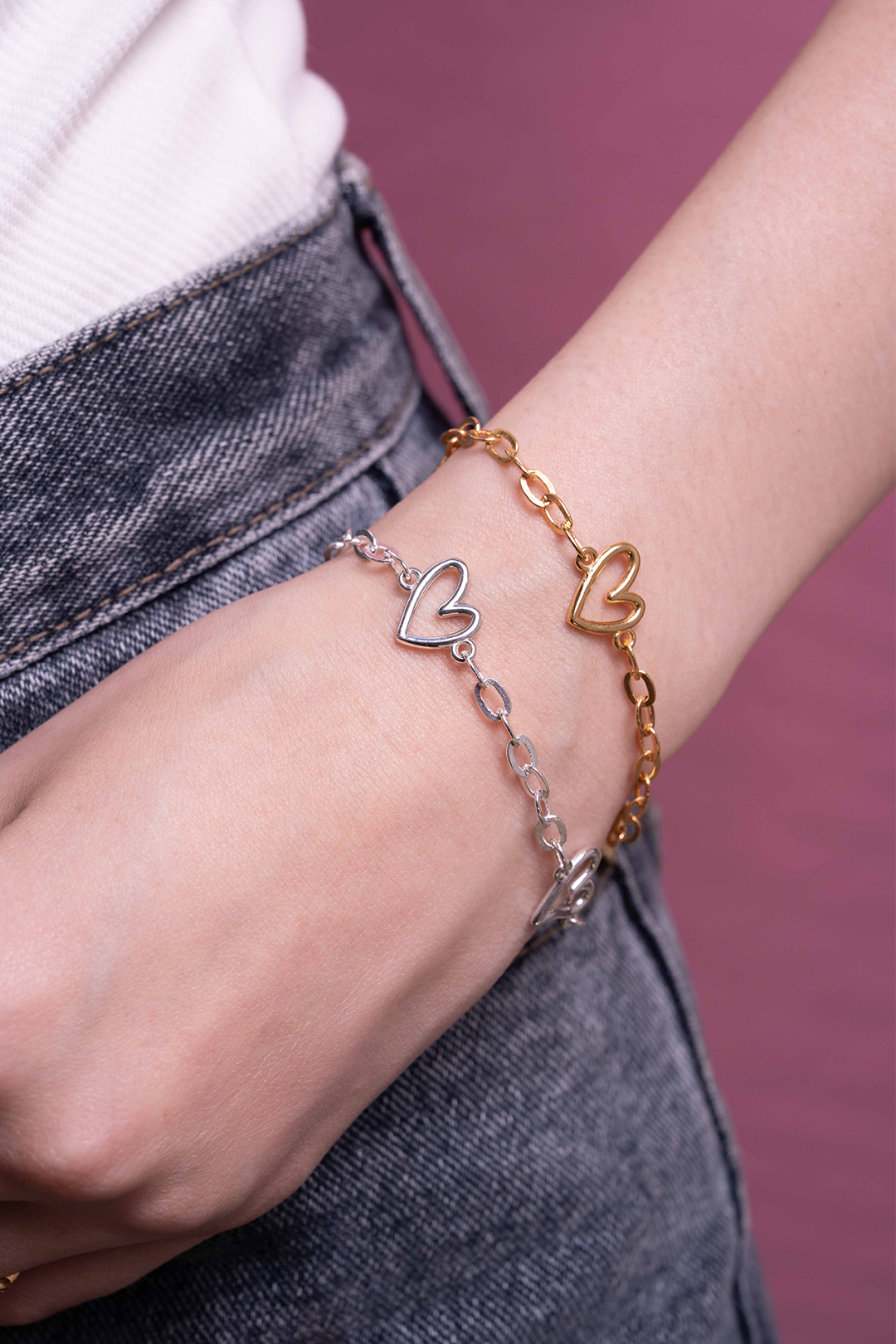 Pulsera Plata 925 Corazones Latidos Dorada - Tanya Moss