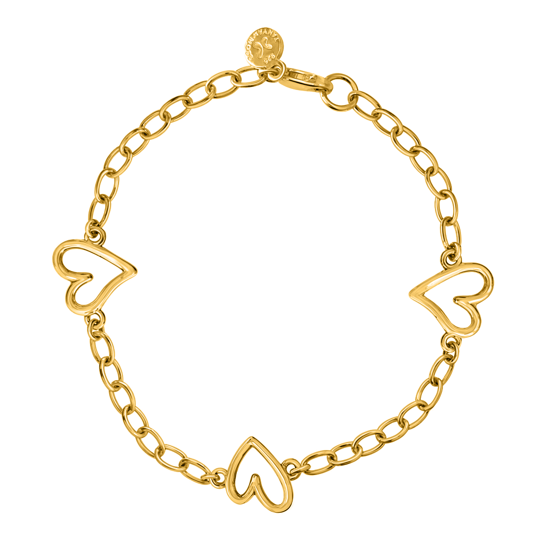 Pulsera Plata 925 Corazones Latidos Dorada - Tanya Moss