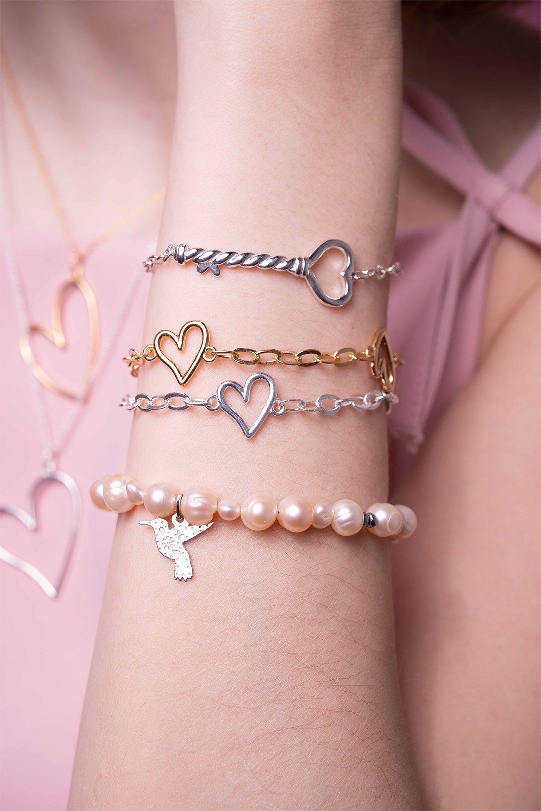 Pulsera Corazones Latidos Plata