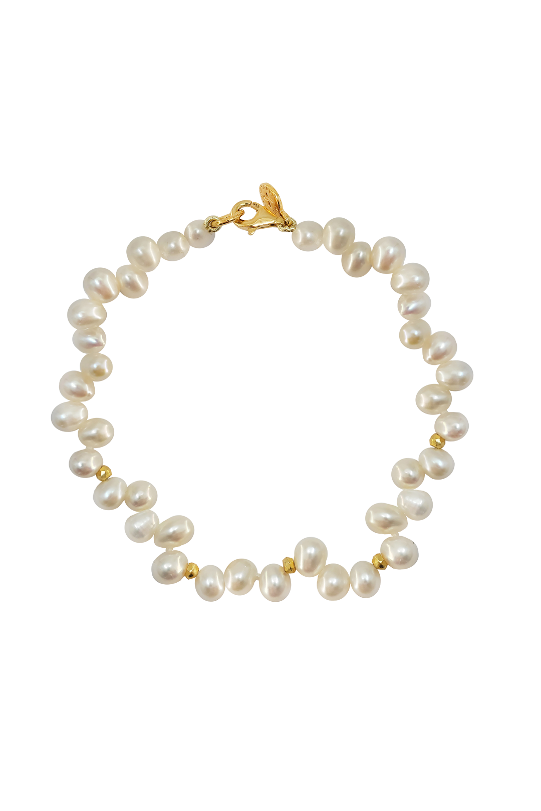 Pulsera Plata 925 Perlas 2026 Perla Blanca Despeinada con Piritadora