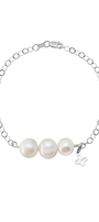 Pulsera Plata 925 Mini Mariposa Mariposa con 3 Perlas Blancas - Tanya Moss