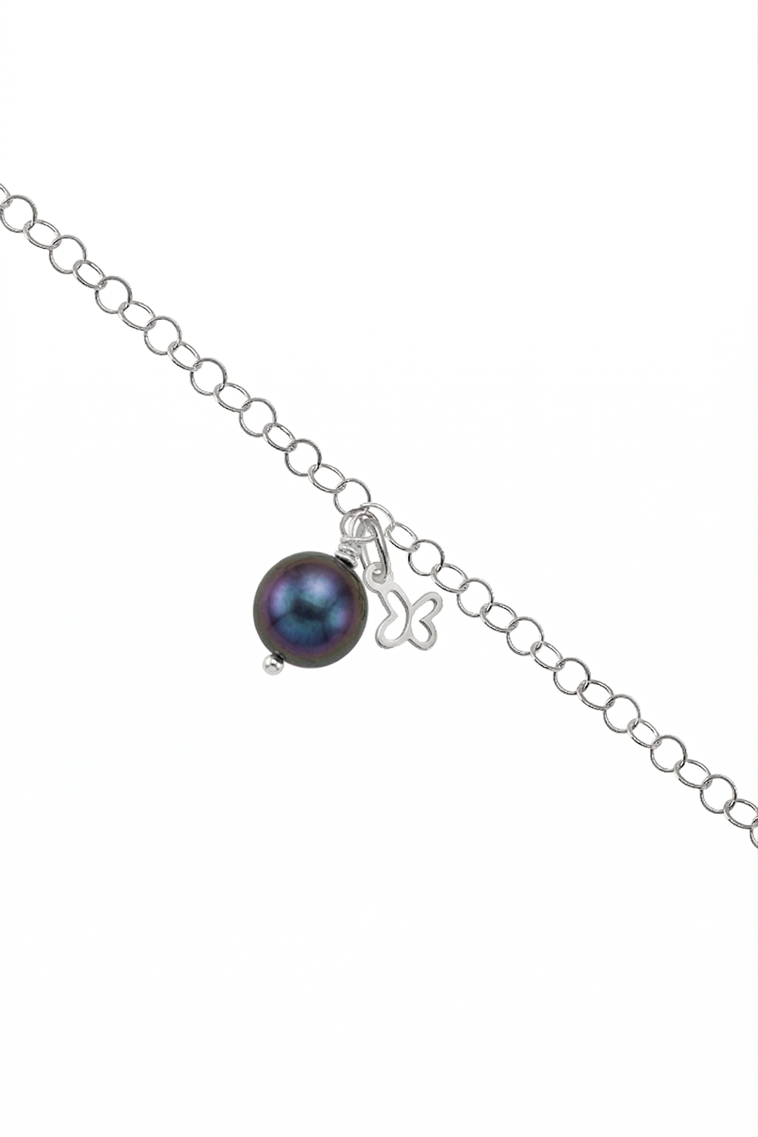 Pulsera Plata 925 Mini Mariposa Mariposa con Perla Morada