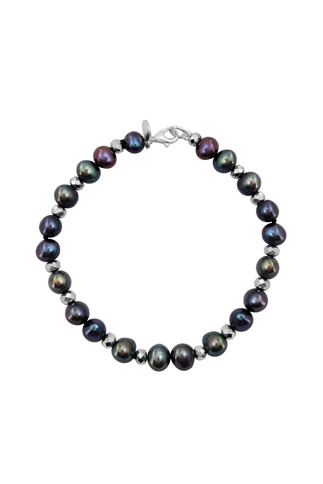 Pulsera Plata 925 Perlas 2026 Perlas Moradas con Hematita Plata